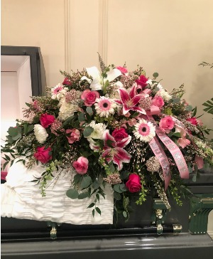 Precious Pinks casket spray