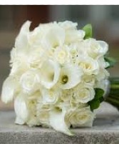  White Rose and Calla Lily  Wedding Flowers Bridal Bouquet
