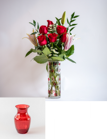 Premium 6 Rose with Lily Vase 