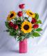 Premium 6 Rose with Sunflower Vase 