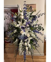 Premium Blue and White Spray Flower Arrangement