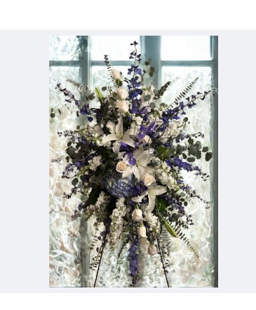 Premium Blue and White Spray Flower Arrangement in Mechanicsville, VA | Christy’s Cottage Floral Boutique