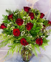 Simply stunning rose dozen Premium one sided vase