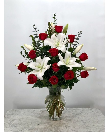 Premium Dozen Assorted Color Roses and Lilies 