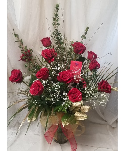 Premium Dozen Roses fresh floral arrangement