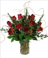 Premium Dozen Roses  Vase Arrangement 