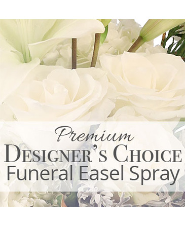 Premium Funeral Easel Spray Premium Designer's Choice in Innisfail, AB | The Flower Boutique