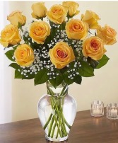 Premium Long Stem Yellow Roses  Vase