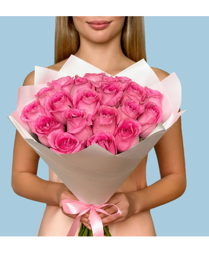 Premium Pink Roses wrapped bouquet 