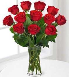Premium Red Rose Bouquet with Vase 1 dozen