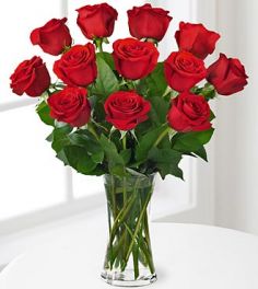 Premium Red Rose Bouquet with Vase  1 dozen