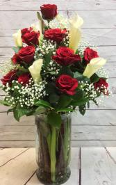 Premium Red Roses and Giant Calla Lilies Call to order this item