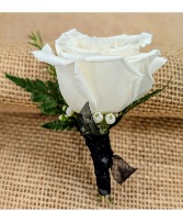 Premium Ribbon Wrapped White Rose  Magnetic Boutonniere 