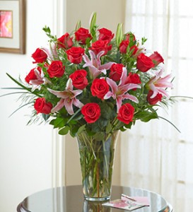 Premium Two Dozen Roses and Lilies