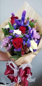 Presentation Bouquet Mixed Mixed with Iris and Roses