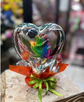 Preserved Rose in a heart shape glass 