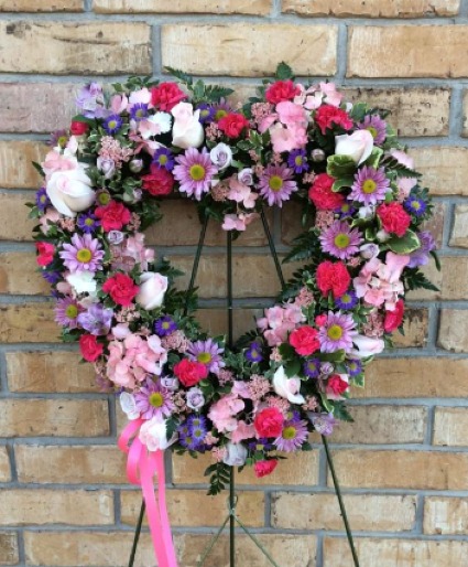Heaven's Garden Heart Wreath Sympathy Bouquet