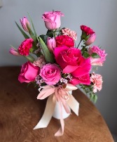 Pretty in Pink  Compote Arrangement