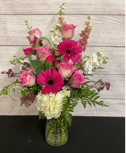 Pretty in pink mixed fresh arrangemnt