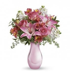 Pretty in Pink Pink roses and lilies