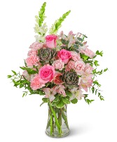 Pretty in Pink with Succulents Flower Arrangement