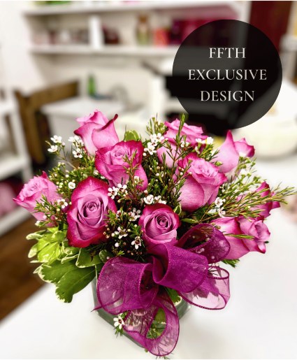 Pretty in Purple Cube Vase Arrangement