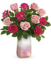 Rose Quartz Kisses Beautiful Vase filled with Mixed Roses