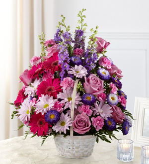 Pretty Pastels basket arrangement in Hesperia, CA | FAIRY TALES FLOWERS & GIFTS