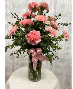 Pretty Pink Carnation Dozen Vase Arrangement