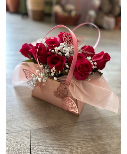 Pretty pink purse Floral arrangement