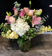 Pretty & Pink Vased Fresh Arrangement