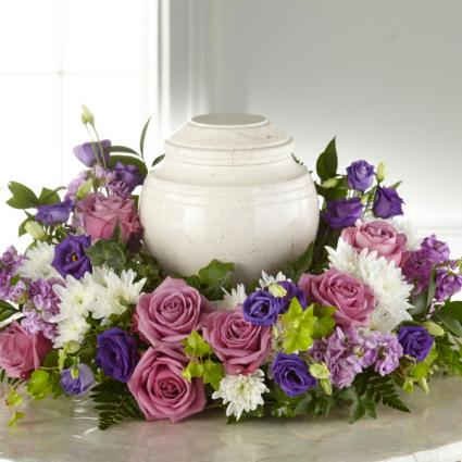 Pretty Purples Urn Wreath Arrangement
