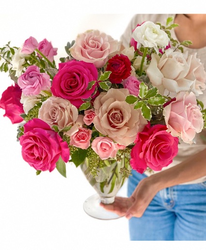 Princess Pinks Floral arrangement in vase 