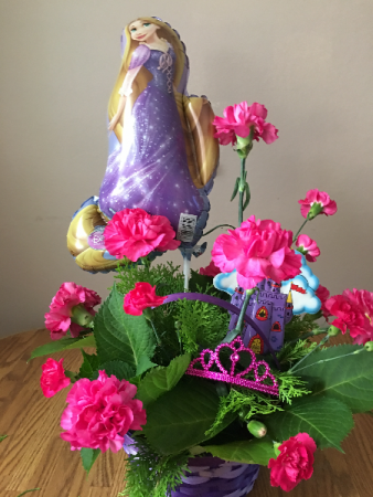 princess rapunzel basket arrangment