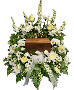 Pristine Garden in White Cremation Surround