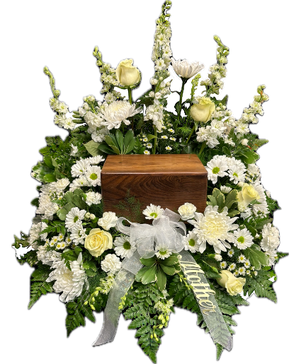 Pristine Garden in White Cremation Surround