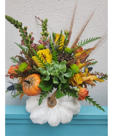 Pristine Pumpkin Container in Killeen, TX | Marvel's Flowers & Flower Delivery