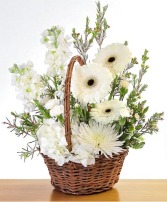 Pristine White Basket Floral Arrangement