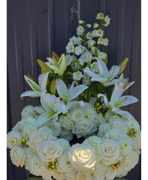 Pristine White Floral Cremation Surround 