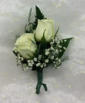 Prom Bout 2 White spray roses with babies breath (pick up only)