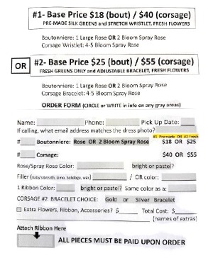 Prom - ORDER & DESCRIPTION FORM Prom Samples on Next Picture