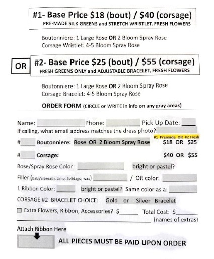Prom - ORDER & DESCRIPTION FORM Prom Samples on Next Picture