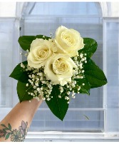 Prom Nosegay - White Roses Bouquet