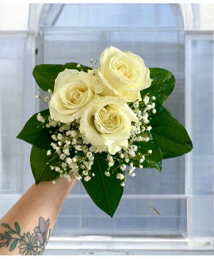 Prom Nosegay - White Roses Bouquet