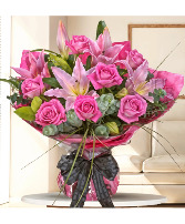 Prosperity Lilies And Roses wrapping Bouquet