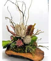 Protea Palms & Twists in Teak Bowl 