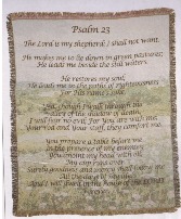 PSALM 23 THROW BLANKET Throw blanket on a symapthy easel