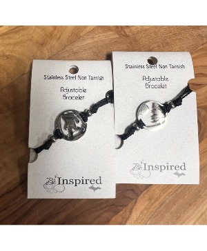 Black Pull Cord Bracelet Set Bigfoot & Pine