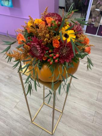 Pumkin arrangement Fresh flowers