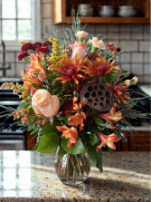 Pumpkin Spice Blooms Vase Arrangement